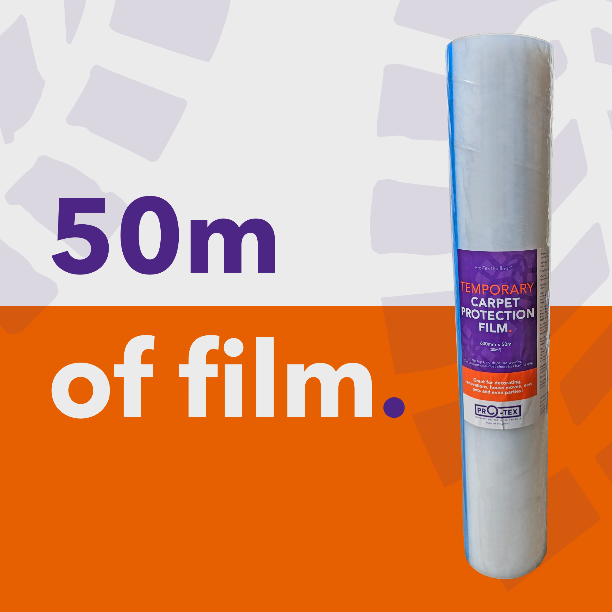 PRO-TEX Temporary Carpet Protection Film - 50m x 600mm