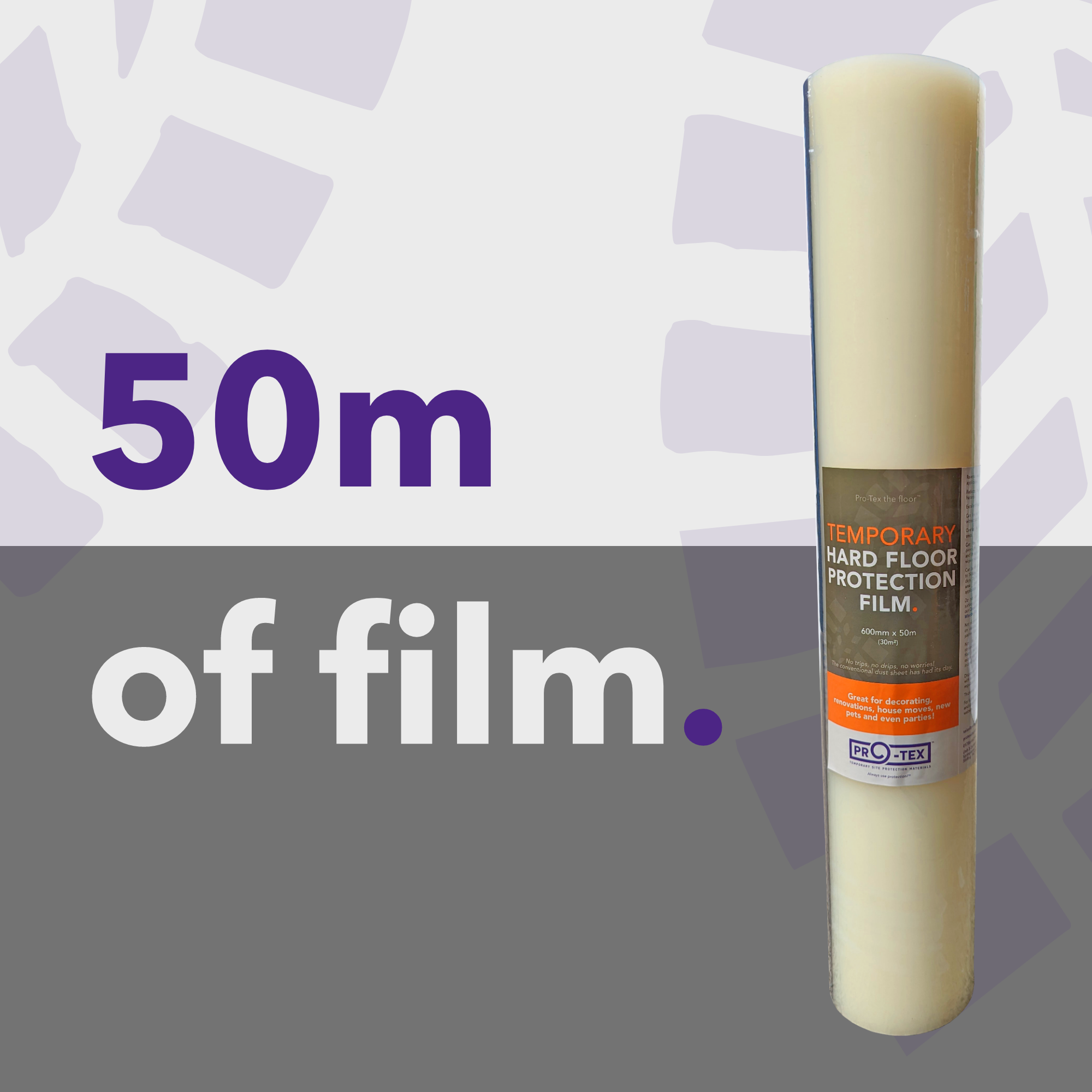 PRO-TEX Temporary Hard Floor Protection Film - 50m x 600mm