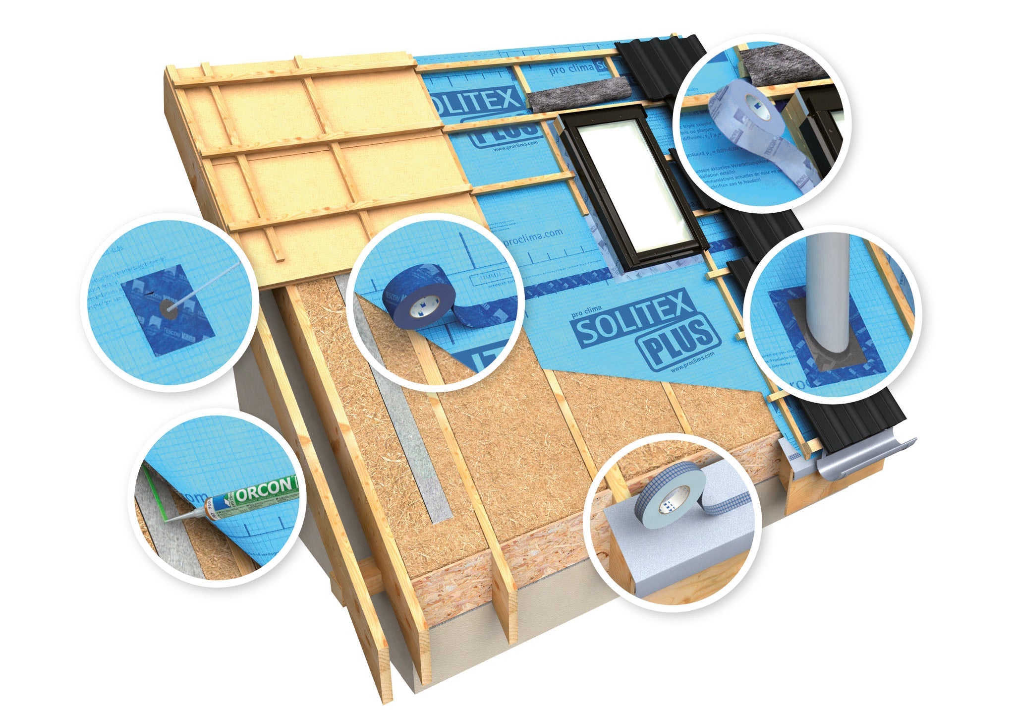 Pro Clima Solitex Plus Connect - Vapour Permeable Membrane + Pre-applied Tape